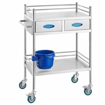MON665 STAINLESS STEEL TREATMENT CART( WITH DRAWER AND PLASTIC BUCKET)