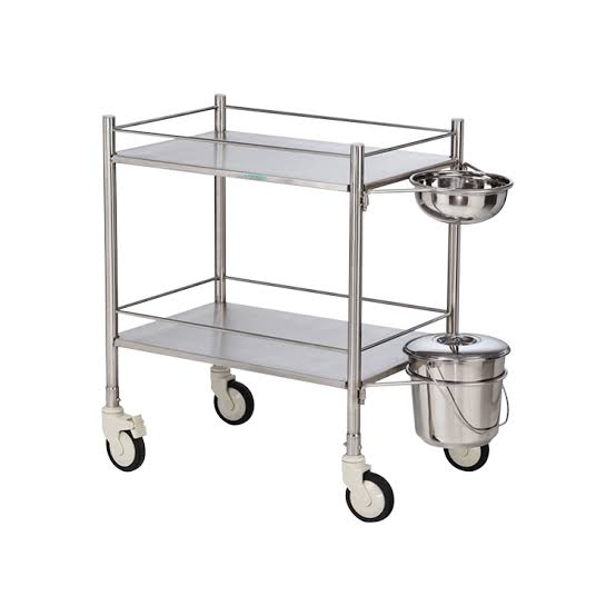 MON967 STAINLESS STEEL TREATMENT CART( WITH DRAWER AND STAINLESS STEEL PAIL)